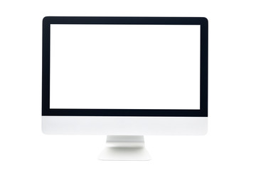 Computer screen with blank white screen isolated on white background,with clipping path