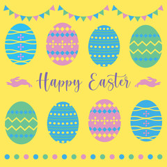 vector illustration of happy easter banner, Colorful Happy Easter greeting card