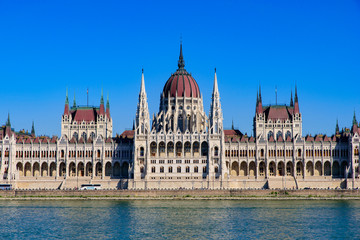 Fototapeta na wymiar Hungarian Parliament Building on the banks of the Danube, Budapest, Hungary