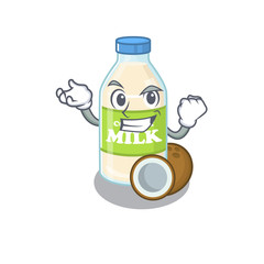 cool confident Successful coconut milk cartoon character style