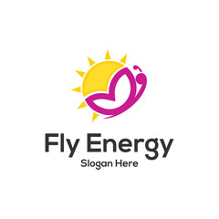 Butterfly Sun Energy Power Abstract Creative Modern Icon Logo  Design Template Element Vector