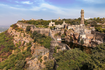 Fototapeta na wymiar Chittorgarh Fort at Rajasthan. Chittor Fort is a UNESCO World Heritage site and one of the largest forts in India.