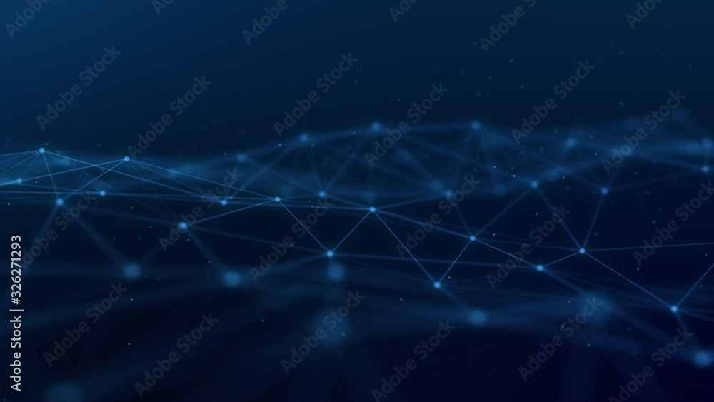 Poster digital network plexus blockchain technology connecting dot abstract background Internet connection science effect