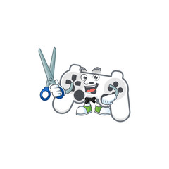 Happy smiling barber white joystick mascot design style
