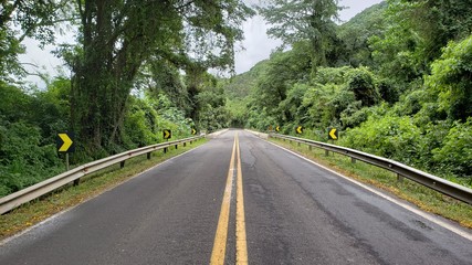 estrada sinalizada na serra