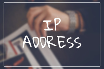 Ip address word with business blurring background