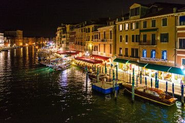 Venice, Italy - CIRCA 2013: Venice night scene around the Grand Canal. 