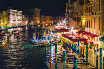 Venice, Italy - CIRCA 2013: Venice night scene around the Grand Canal. 