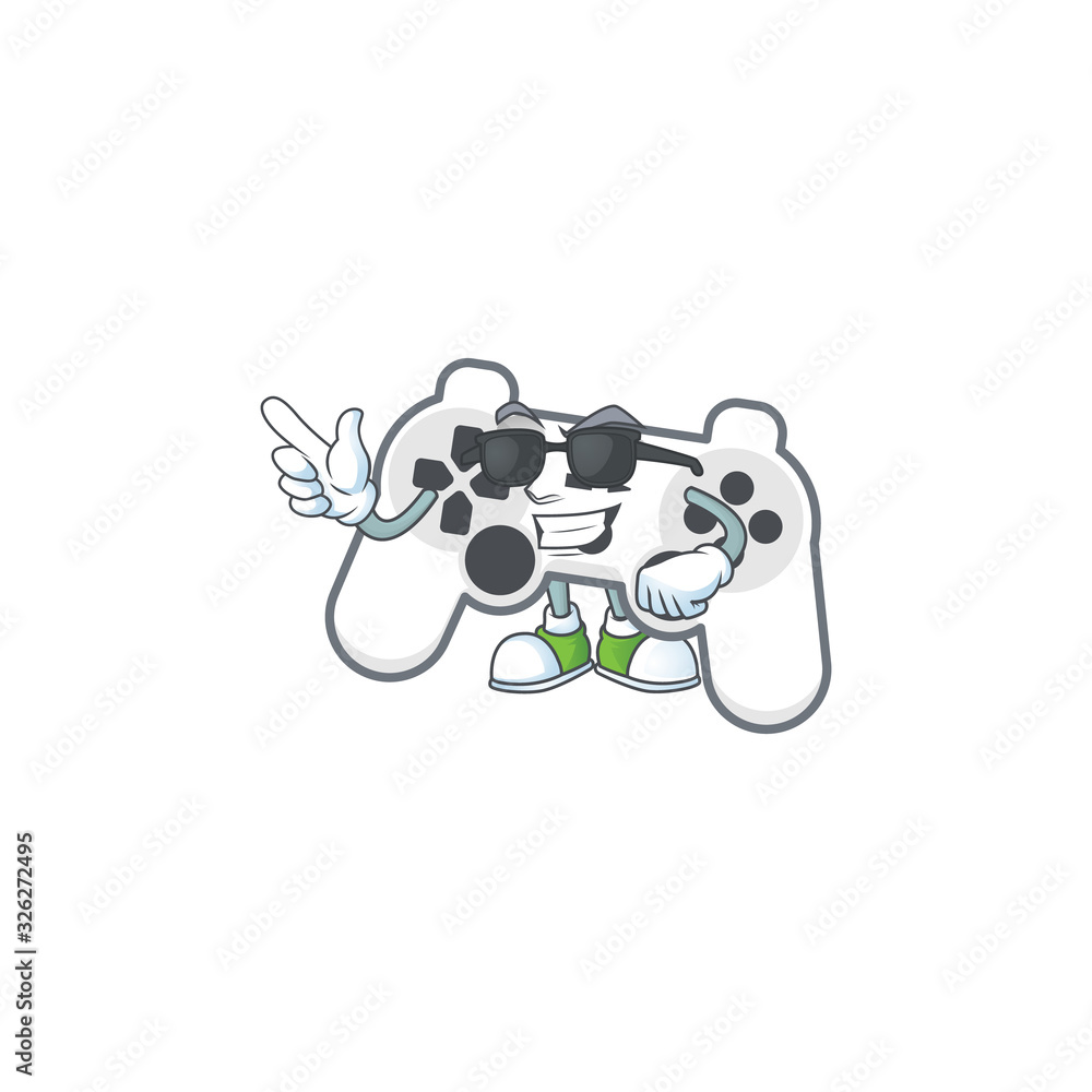 Wall mural super cool white joystick mascot character wearing black glasses