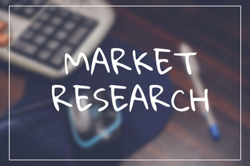 market research word with business blurring background