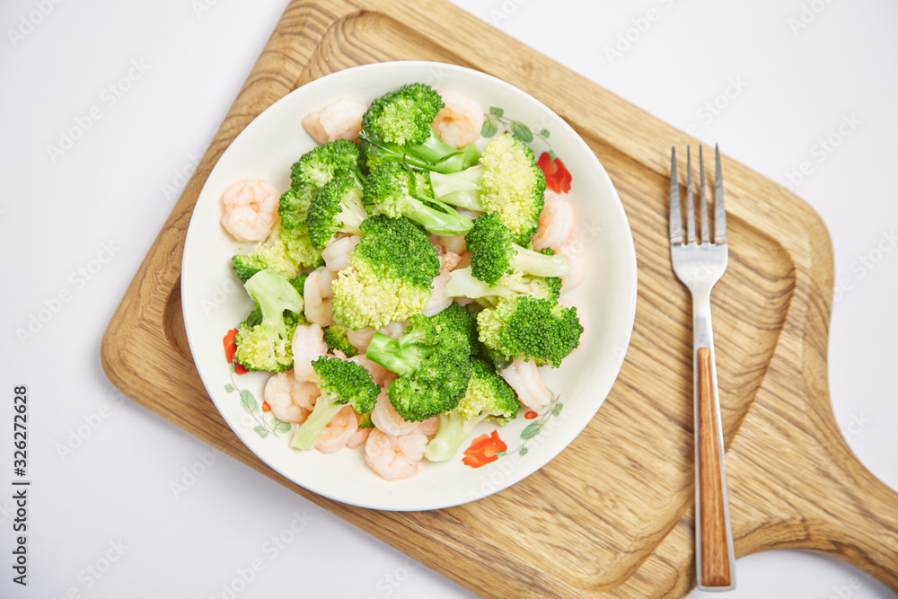 Wall mural Fried shrimps with Broccoli - Wall murals