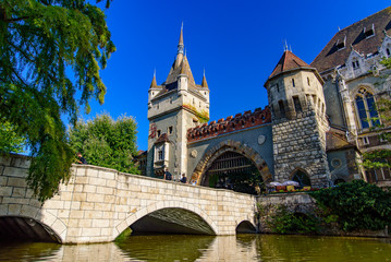Fototapeta na wymiar Vajdahunyad Castle, a castle in the City Park of Budapest, Hungary