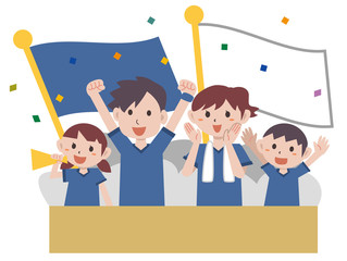 サッカー　家族　サポーター