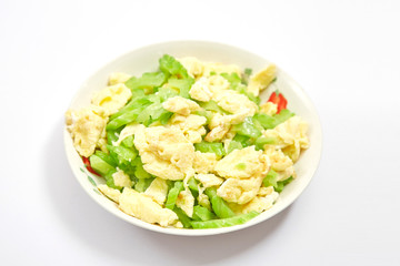 Fried eggs with bitter melon