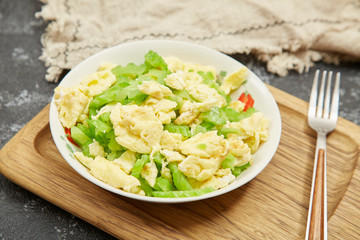 Fried eggs with bitter melon