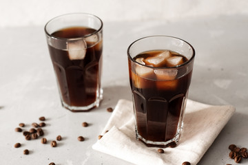 Glass Of Cold Coffee On Wood