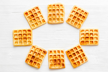 Belgian waffles mockup on white background top-down copy space