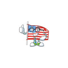 USA flag with pole successful Businessman wearing glasses