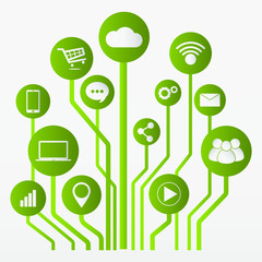 Network system, cloud computing, blockchain technology and digital online data vector icon.