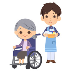 入浴を手伝いに来た介護士