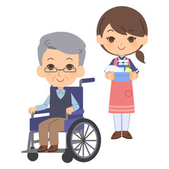 入浴を手伝いに来た介護士