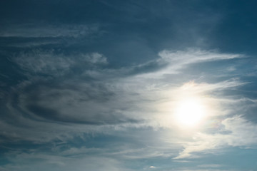 Fototapeta na wymiar sun on blue sky and white cloud