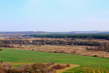Fototapeta premium Autumn landscape with fields and trees.