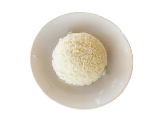 rice in a bowl isolated on white background