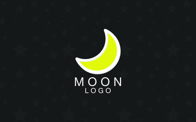Obraz na płótnie Canvas Moon vector logo isolated on a black background. Icon silhouette design template. Simple symbol concept in flat style. Abstract sign, pictogram for web, mobile and infographics