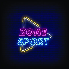 Zone Sport Neon Signs Style Text vector