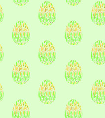 Seamless pattern, backgrounds, textures of multi colored abstract Easter eggs. Watercolor decorative drawing