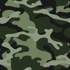 Military camouflage seamless pattern. Khaki texture. Trendy background. Abstract color vector illustration. For design wallpaper, wrapping paper, fabric.