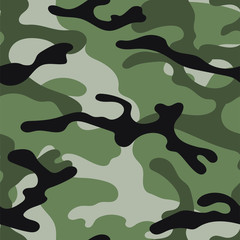 Military camouflage seamless pattern. Khaki texture. Trendy background. Abstract color vector illustration. For design wallpaper, wrapping paper, fabric.