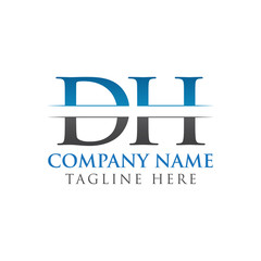 Initial DH Letter Logo Design Vector With Blue and Grey Color. DH Logo Design