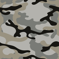 Military camouflage seamless pattern. Khaki texture. Trendy background. Abstract color vector illustration. For design wallpaper, wrapping paper, fabric.