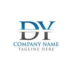 Initial DY Letter Logo Design Vector With Blue and Grey Color. DY Logo Design