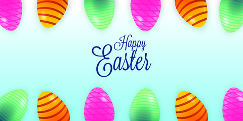 Composition of 3D Easter eggs. Holiday background. EPS10