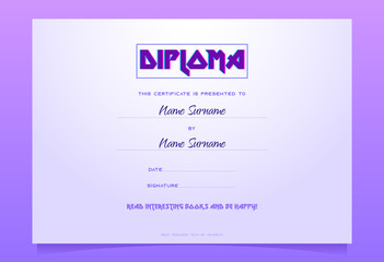 Kids diploma template