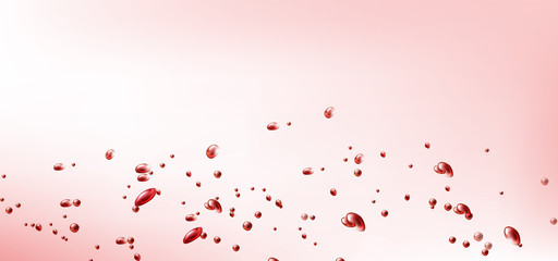 Flying red drops on pink background