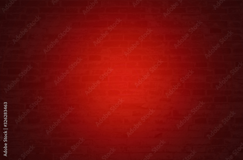 Wall mural red background brick wall texture design material with light effect and space studio.