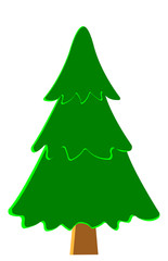 Vector green coniferous tree. Game UI flat. Stylized spruce for logo design, build 2D games or postcards.