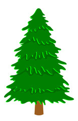 Vector green coniferous tree. Game UI flat. Stylized spruce for logo design, build 2D games or postcards.