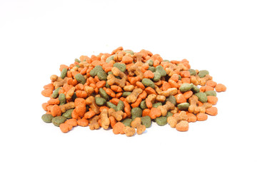 Dog food on isolated white