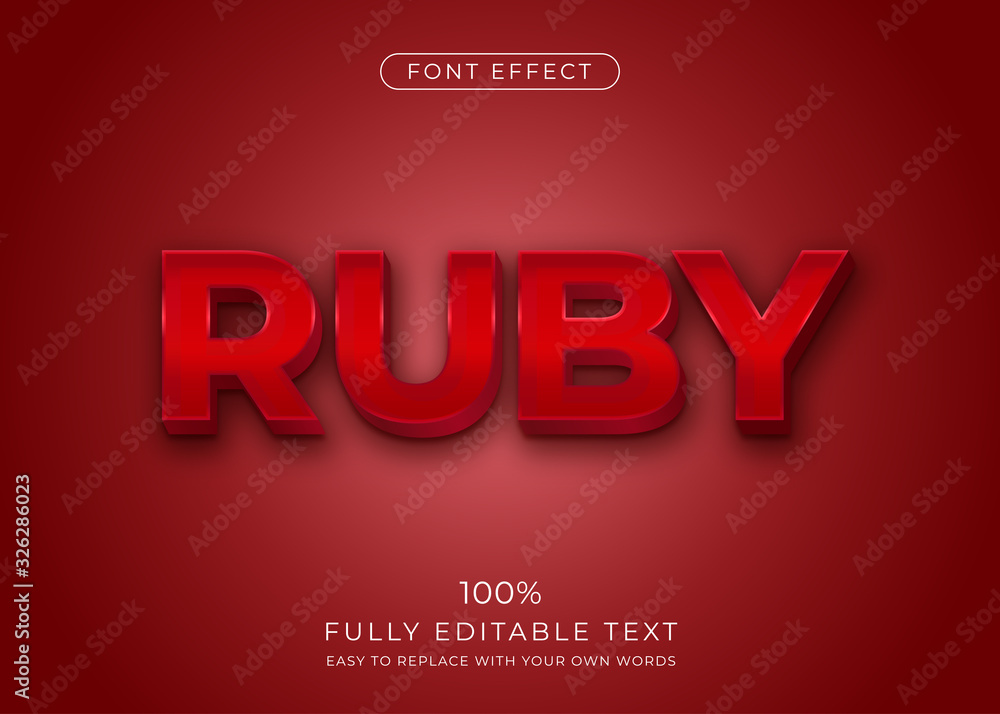 Poster 3d ruby red text effect. editable font style
