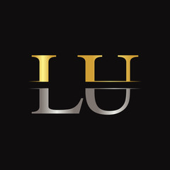 Initial LU letter Logo Design vector Template. Abstract Black Letter LU logo Design