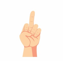 human hand with middle finger up symbol for angry person in cartoon flat illustration vector isolated in white background