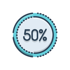 Color illustration icon for percentage  