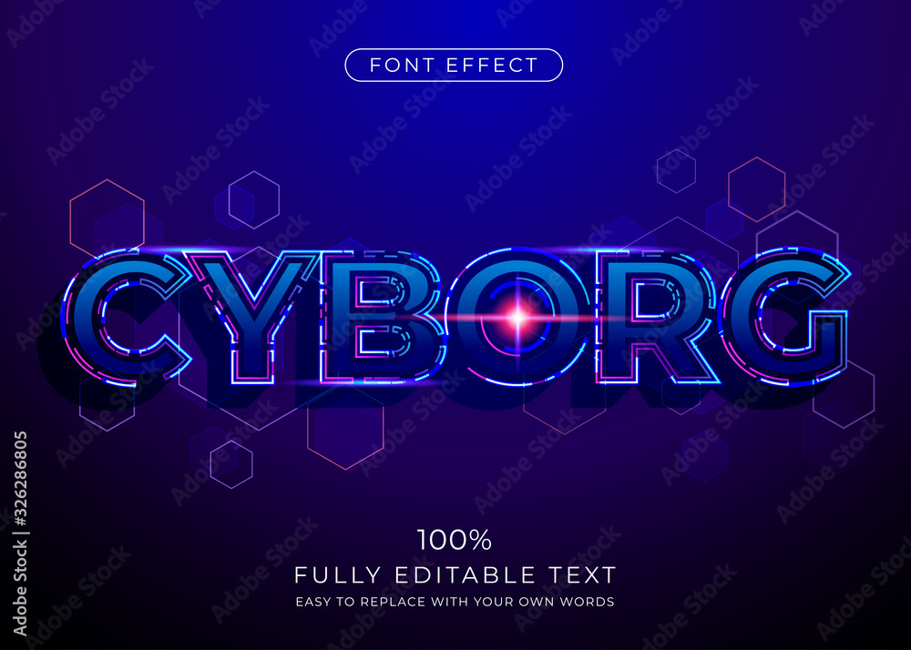 Poster futuristic technology text effect. editable font style