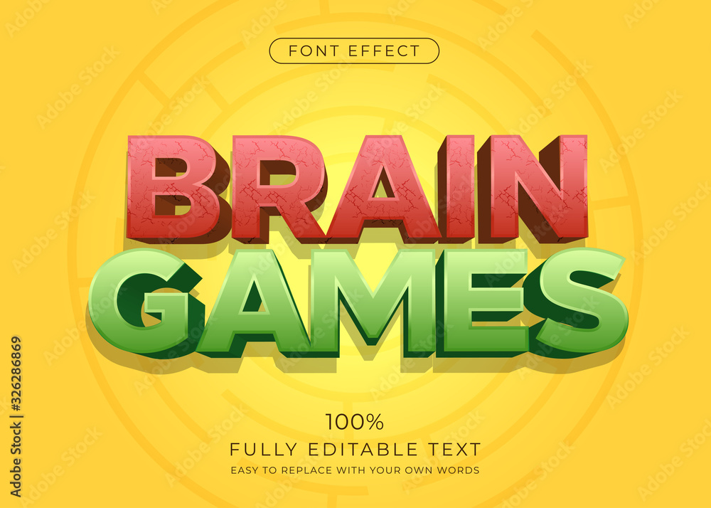 Poster 3d fun text effect. editable font style