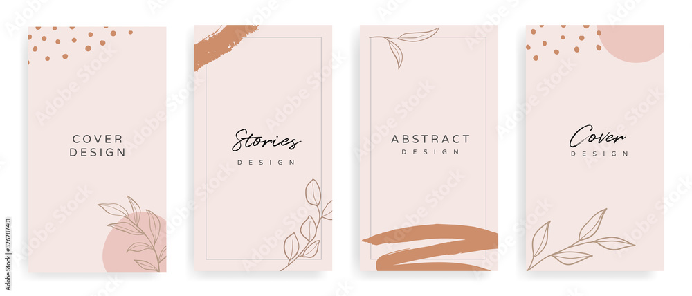 Aufkleber social media stories and post creative vector set. background template with copy space for text and 